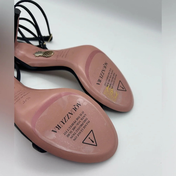 Aquazzura Essence Sandal 3 Buckle 85 black Leather , size 37.5 - Picture 9 of 10
